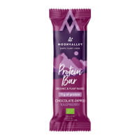 Moonvalley Protein Bar Chocolate-Dipped Raspberry - Proteinriegel Himbeere mit Schokoüberzug (18 x 6