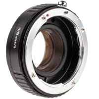 Quenox Fokalreduktor-Adapter für Nikon-F-Objektiv an Micro-Four-Thirds-Kamera (mit Blendenring)